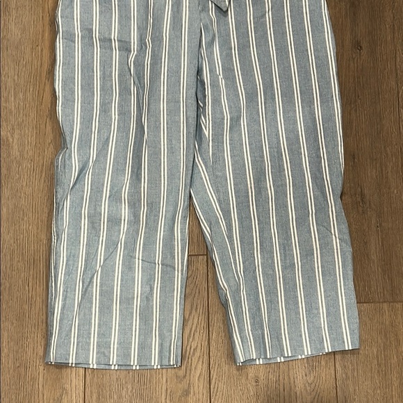 Chico's Women’s Waist Tie Blue White Striped Nautical Capris Size 1.5/10P - Picture 4 of 7